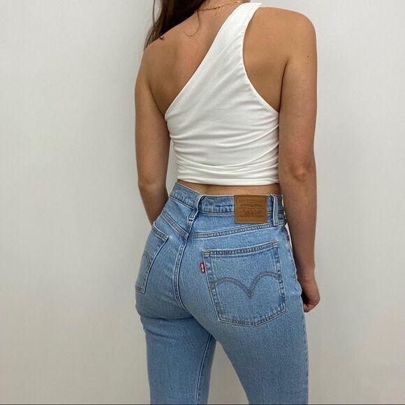 NWT Anthropologie White One Shoulder Crop Top - Picture 4 of 5